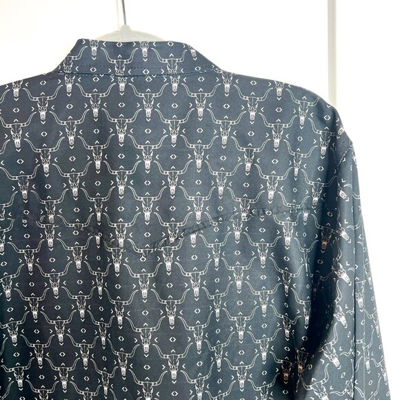 The American West Men's Black Snap Button Down Longhorn Novelty Print NWT L - Picture 5 of 5